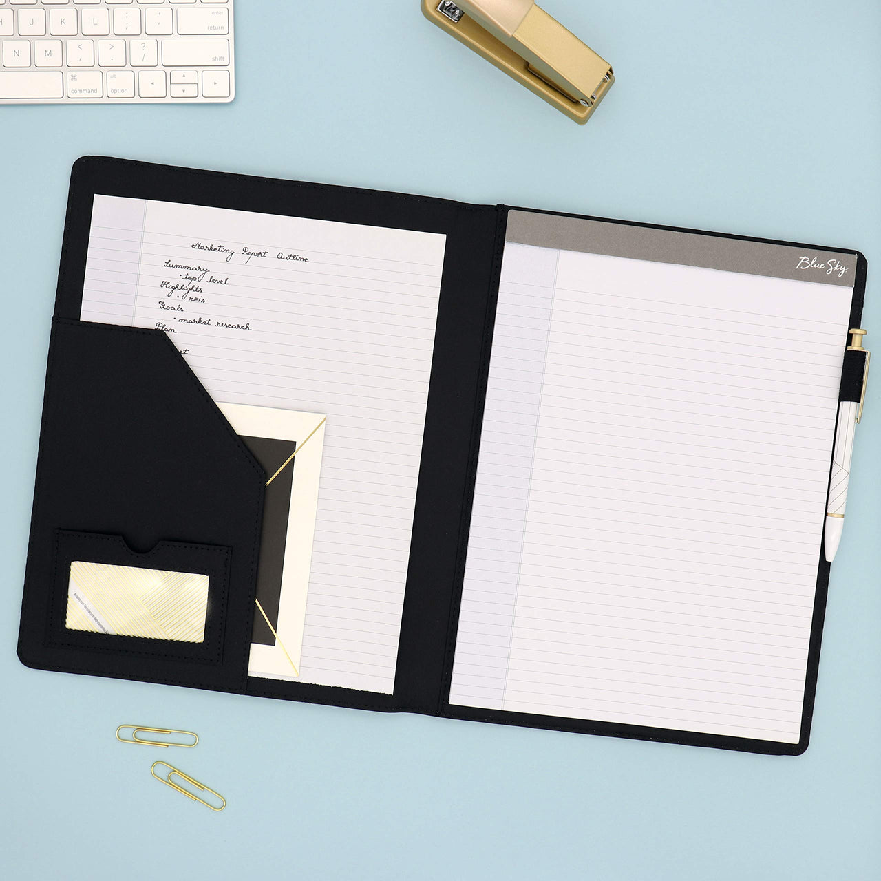Blue Sky Professional Padfolio: Comprehensive Portfolio and Efficient Document Organizer, Ideal Business Accessory for Modern Professionals, 9.5" x 12" 8.5” x 11"