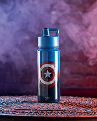 Simple Modern Marvel Captain America Water Bottle with Straw Lid | Insulated Stainless Steel Reusable Tumbler Gifts for Teenagers, Men | Summit Collection | 18oz, Captain America 18oz Water Bottle Marvel-Captain America Shield