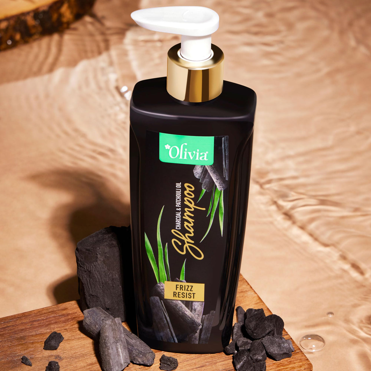 Olivia Frizz Resist Charcoal Shampoo for Oily Scalp with Patchouli Oil | Keratin-Enriched Shampoo for Frizzy & Dry Hair | | Deep Cleansing Formula for Women & Men | Paraben-Free, Gentle Care | 200ml