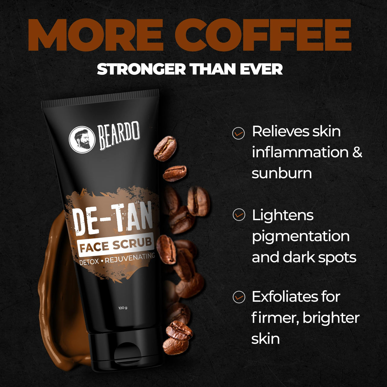 Beardo Detan Combo For Men (Set of 3) | Detan Face Wash & Detan Scrub & Peel Off Mask with Powerful Coffee Extract for Tan Removal | Hydrates & Exfoliates Men's  Skin for Oil Control