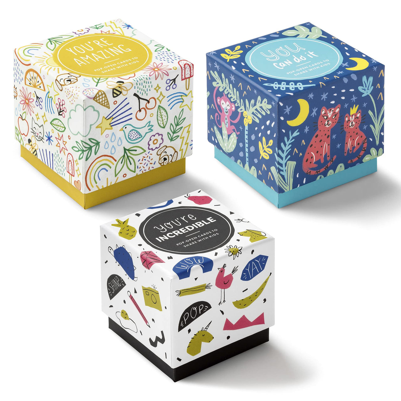 Compendium ThoughtFulls for Kids  3-Pack of You're Amazing, You Can Do It, You're Incredible  90 Pop-Open Cards to Share with Kids, Each with a Different Inspiring Message Inside