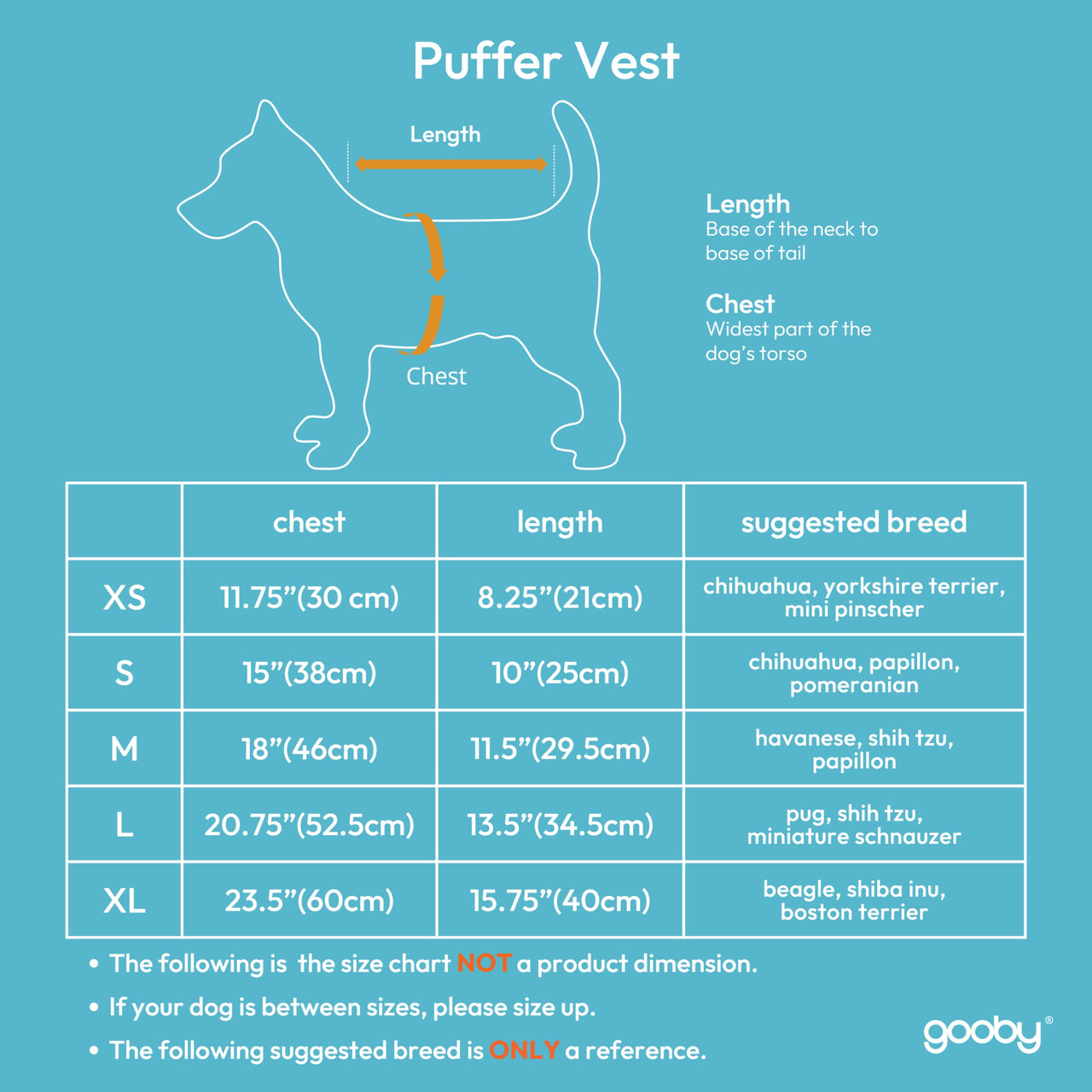 Gooby Puffer Vest Dog Jacket - Turquoise, Large - Ultra Thin Zip Up Wind Breaker with Dual D Ring Leash - Water Resistant Small Dog Sweater Coat - Dog Clothes for Small Dogs Boy or Medium Dogs Large chest (20.75")