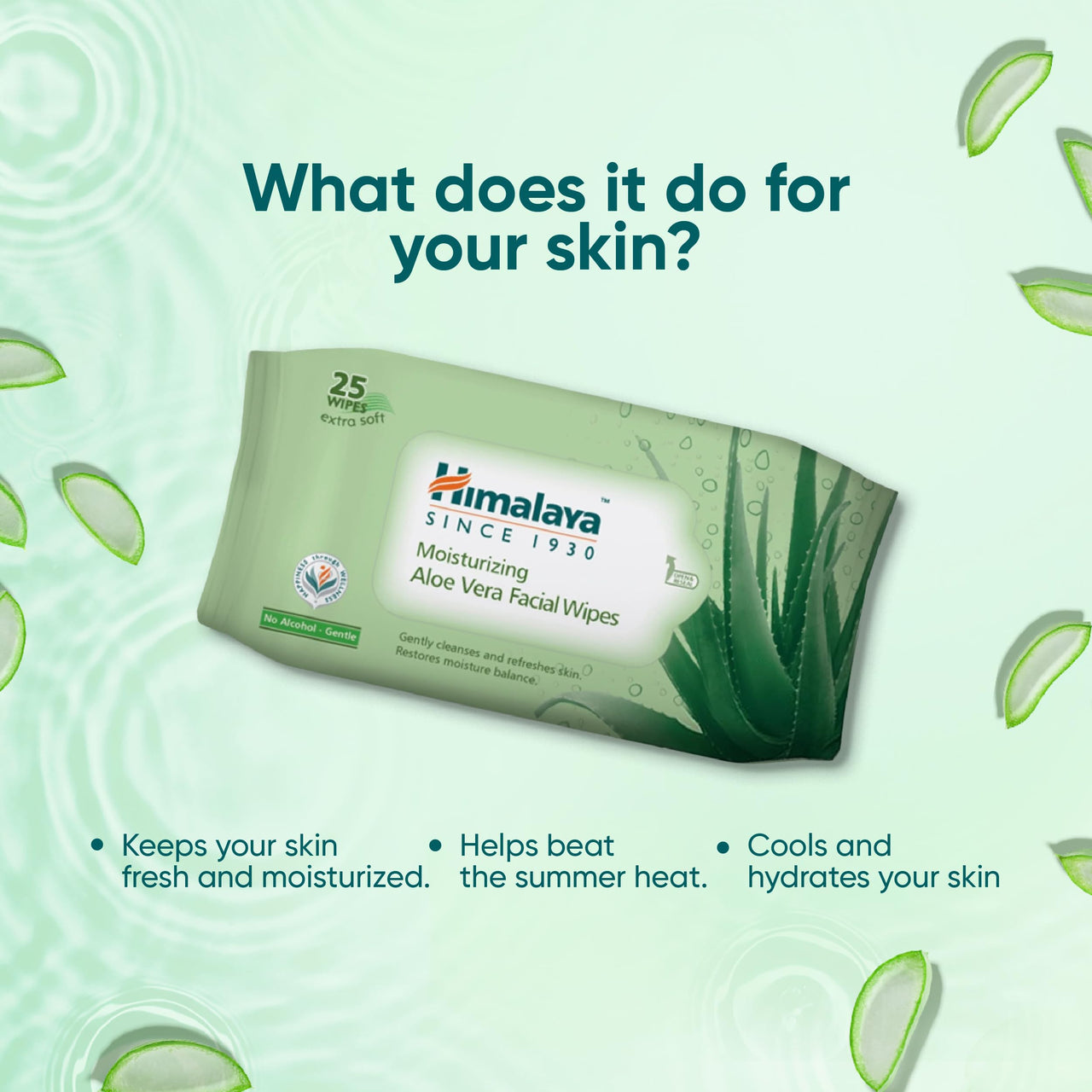 Himalaya Moisturising Aloe Vera Facial Wipes, 25 Count
