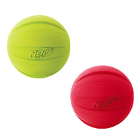 Nerf Dog Classic Ball Dog Toy with Interactive Squeaker, Lightweight, Durable and Water Resistant, 3.8 Inches, for Medium/Large Breeds, Two Pack, Green and Red 2-Pack