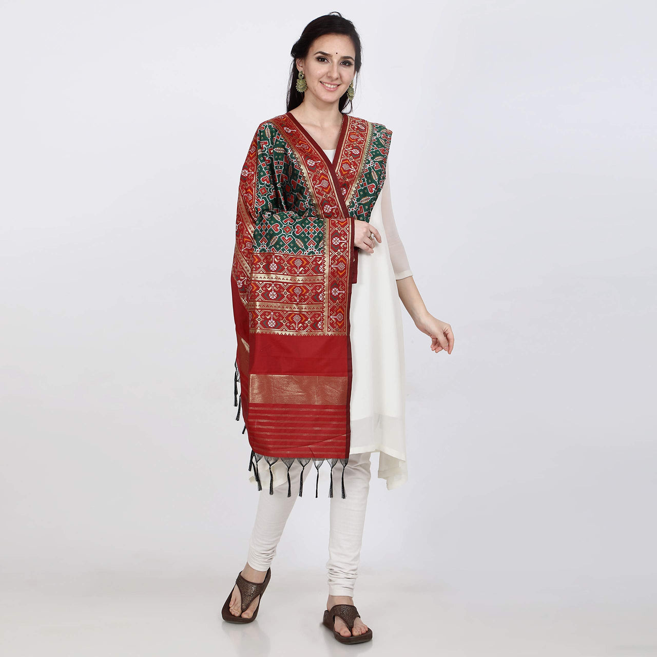 KAPAAHA Women's  Woven Silk Blend Patola Dupatta/Chunni Enough