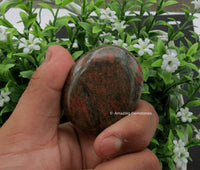 Unakite Palm Stone - Pocket Massage Worry Stone for Natural Body Chakra Balancing, Reiki Healing and Crystal Grid Unakite