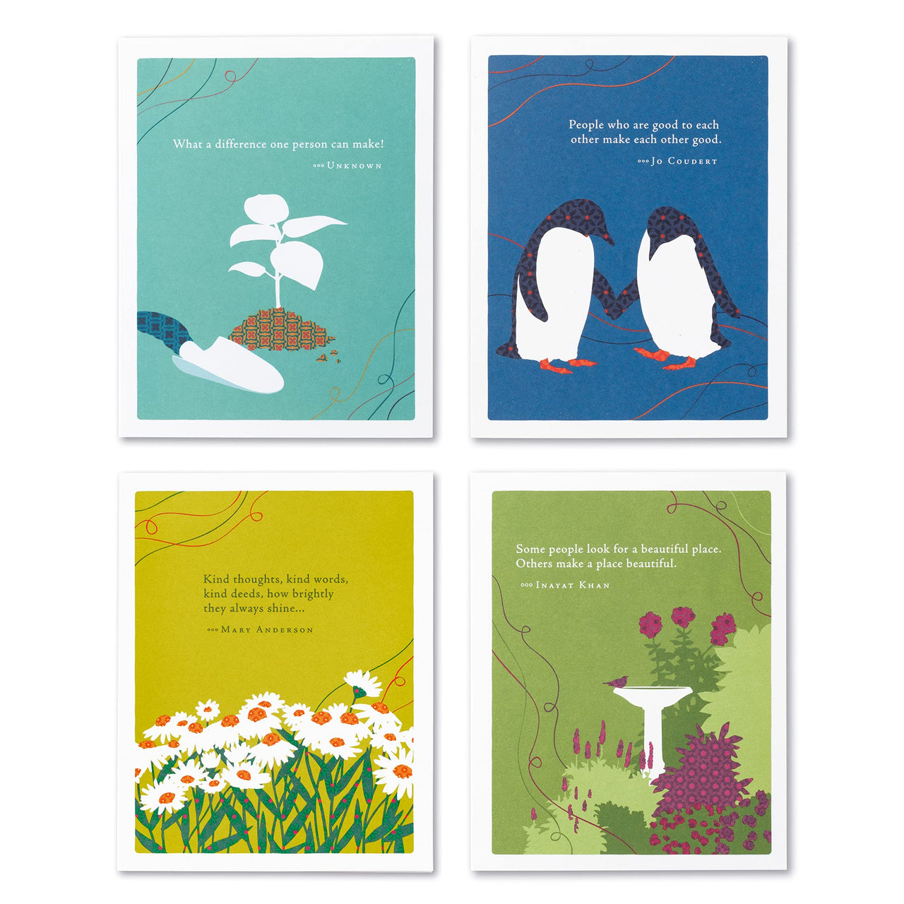 Compendium Positively Green 4-Pack of Thank You Cards – Thanks for Being You (Four Different Designs, One Card Each, with Envelopes) Thank You - Thanks for Being You