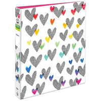 Avery + Amy Tangerine Designer Collection Binder, 1 Inch Round Rings, 175-Sheet Capacity, Hatchmark Hearts (28320)
