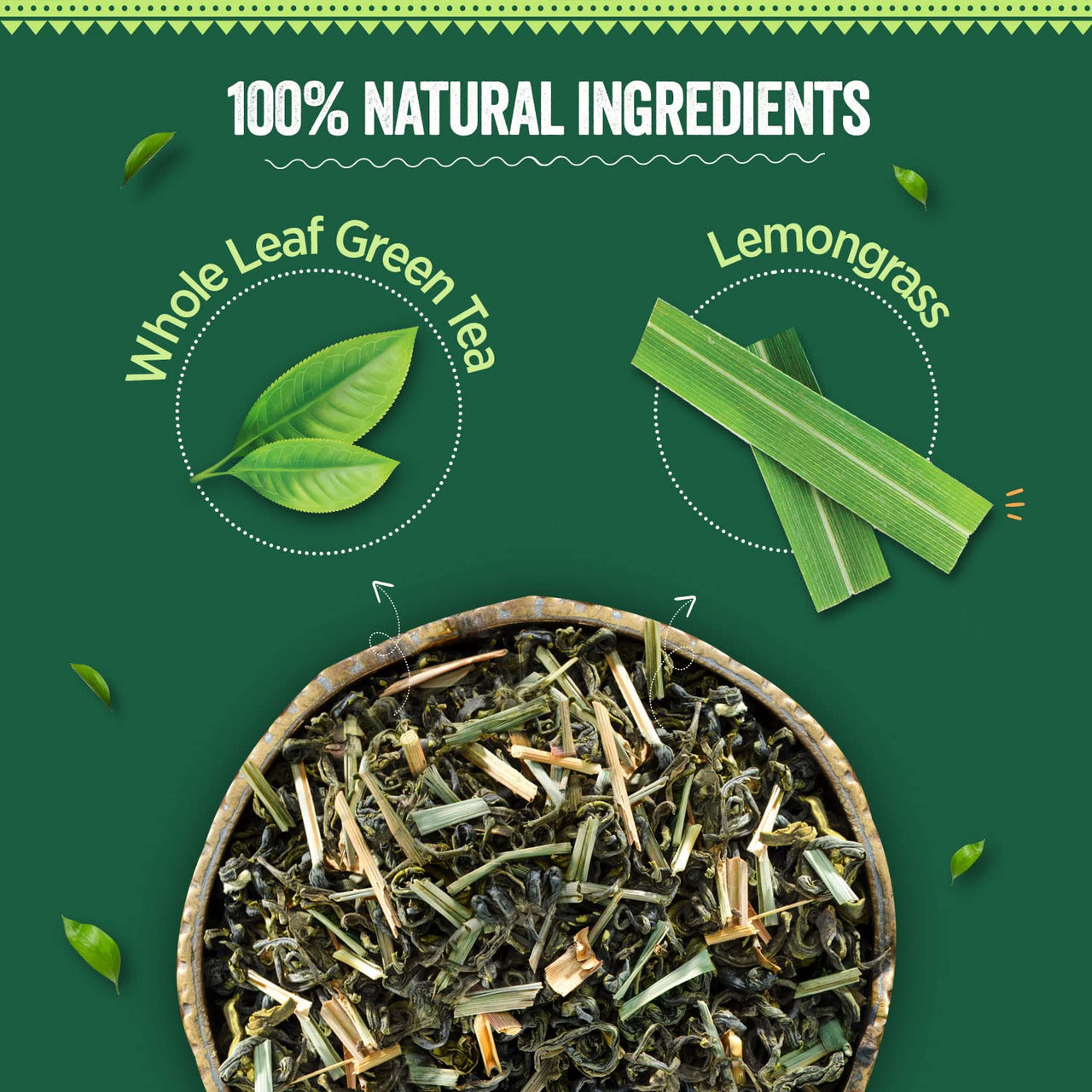 Chaayos Lemongrass Green Tea | Lemongrass Tea | Whole Leaf Loose Tea | Immunity Boosting - 100 grams [50 Cups] | Antioxidant Green Tea | Green Tea