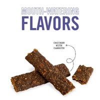 Three Dog Bakery From Our Kitchens Grain Free Meaty Filet Strips, Chicken with Carrots Flavor, Premium Treats for Dogs, 12 Ounce Resealable Pack