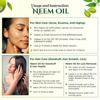 Rey Naturals Cold Pressed Neem Oil For Skin & Hair Growth - 200ml | Pure Neem Oil For Hair Dandruff | Neem Hair Oil For Lice & Nits Removal | Hair Oil Pure For Body Massage & Acne