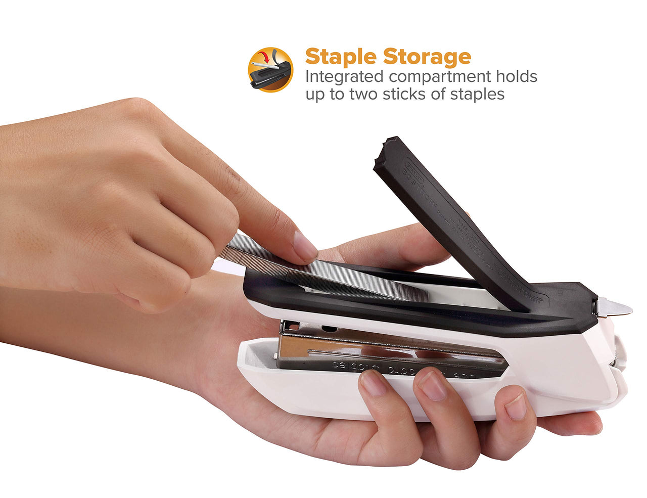 Bostitch Office Ascend 3 in 1 Stapler Integrated Remover & Staple Storage, 420 Staples Included, 20 Sheet Capacity, Lightweight, White (B210-WHT), Full Size