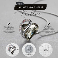 Leafael Women’s Silver Plated Infinity Love Heart Pendant Necklace with Birthstone Crystals, Jewelry Gifts for Her, 18 + 2 inch Chain, Anniversary Birthday Mother's  Necklaces for Wife Mom Girlfriend 13c-Protection-Crystal Black