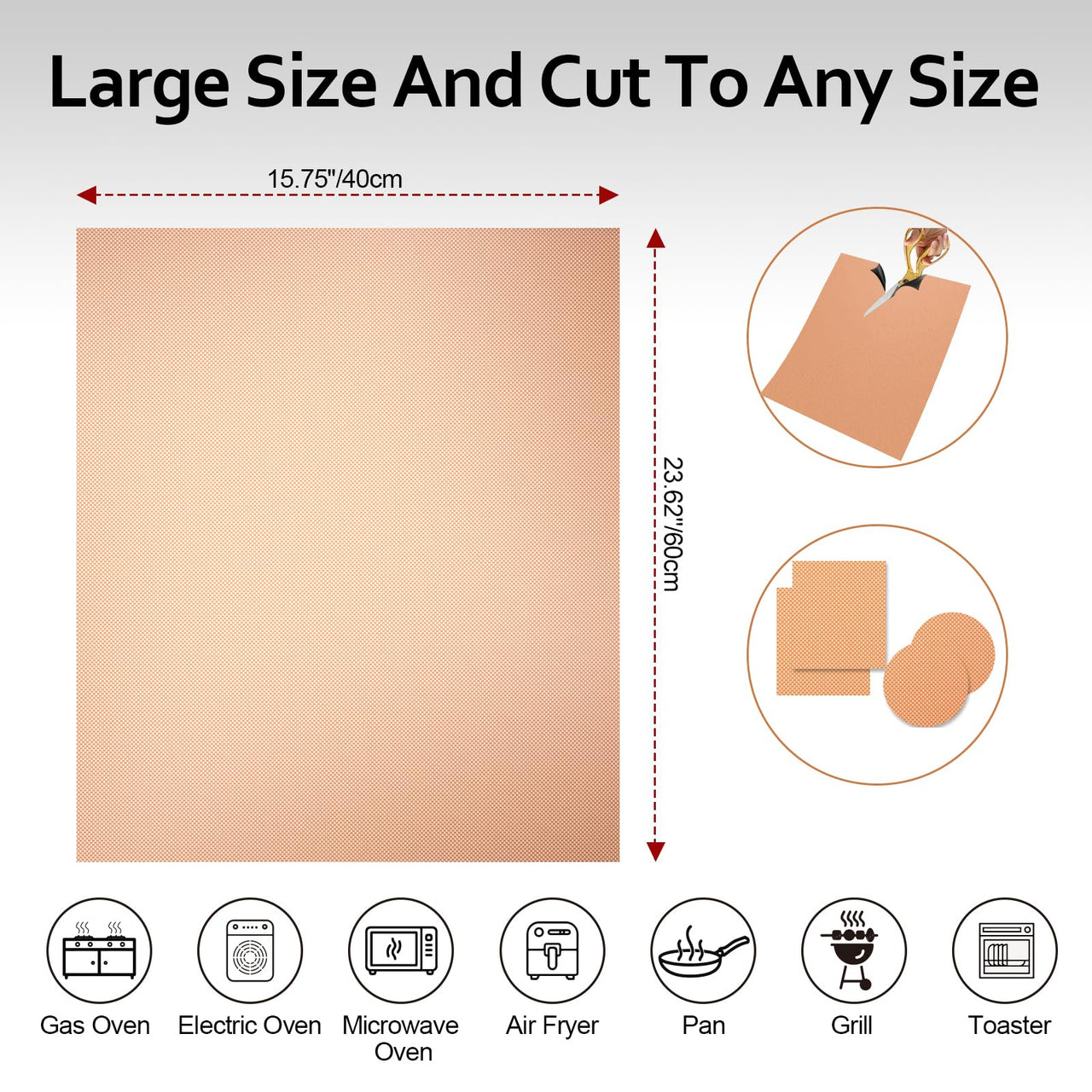 5 Pack Oven Liners for Bottom of Oven, 16x24 inch Thick Heavy Duty Non Stick Teflon Oven Mats, BPA and PFOA Free Reusable Oven Liners for Bottom of Electric Oven Copper 5 Pack