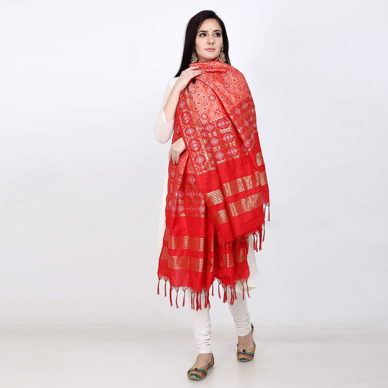 KAPAAHA Women's  Woven Design Silk Blend Dupatta Free Size