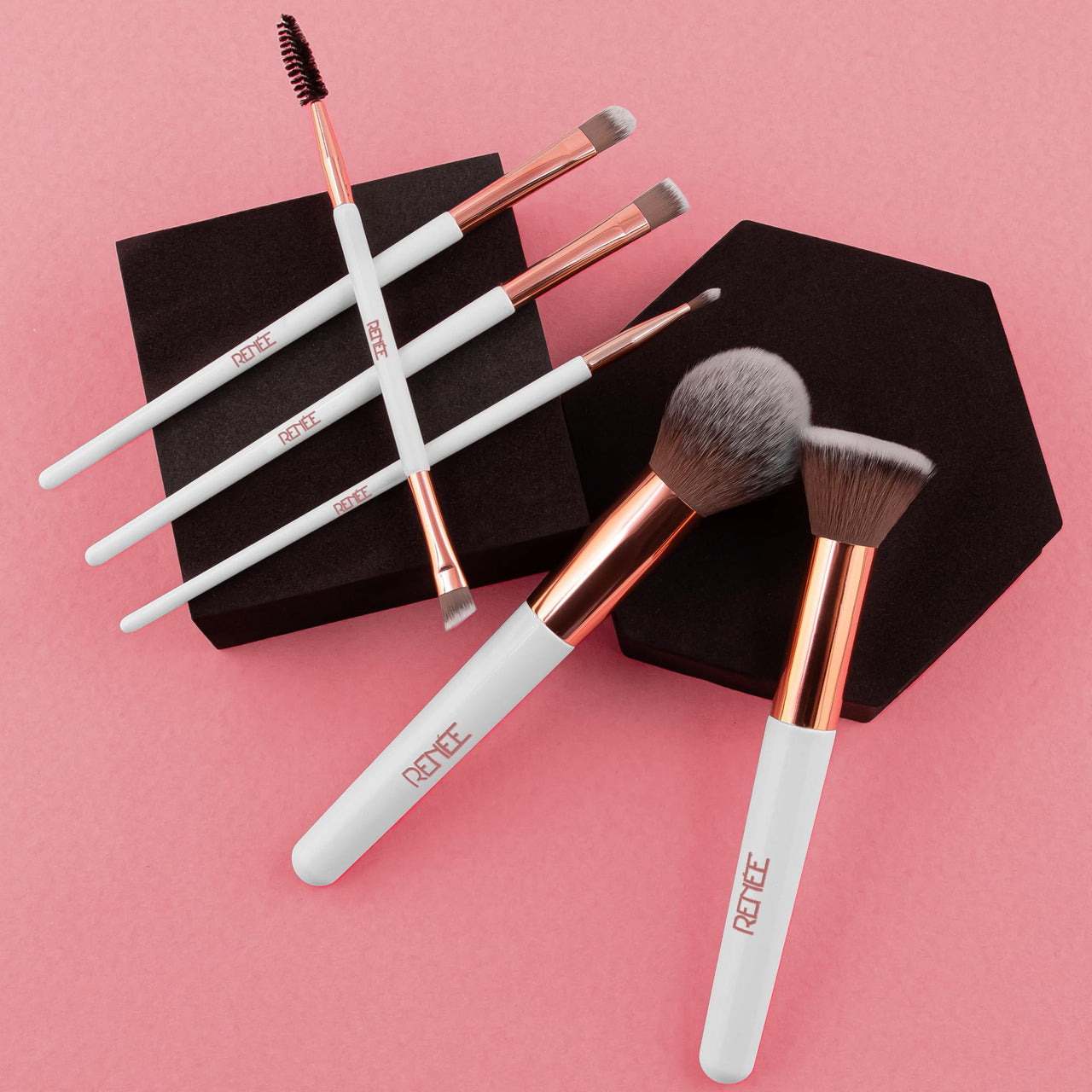 RENEE All In 1 Professional Makeup Brush Set of 6, Premium Easy To Hold & Precise Application For Face, Eyes & Brows | Cruelty Free & Uniquely Designed Super Soft Bristles For Unparalleled Precision