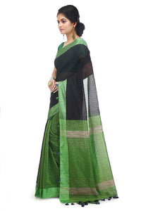 BENGAL HANDLOOM Women's  Art Silk Cotton Stripe Saree With Blouse Piece