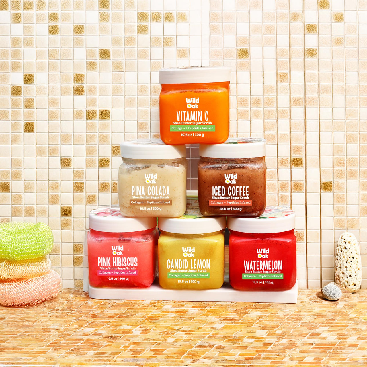 WildOak Watermelon Shea Sugar Body Scrub | 300gm | With Collagen & Peptides | Tan Removal | Lightens Dark Area Like Neck & Elbows | Smoothen Bumpy Legs & Hands | Ultra Hydrating & Exfoliating Scrub