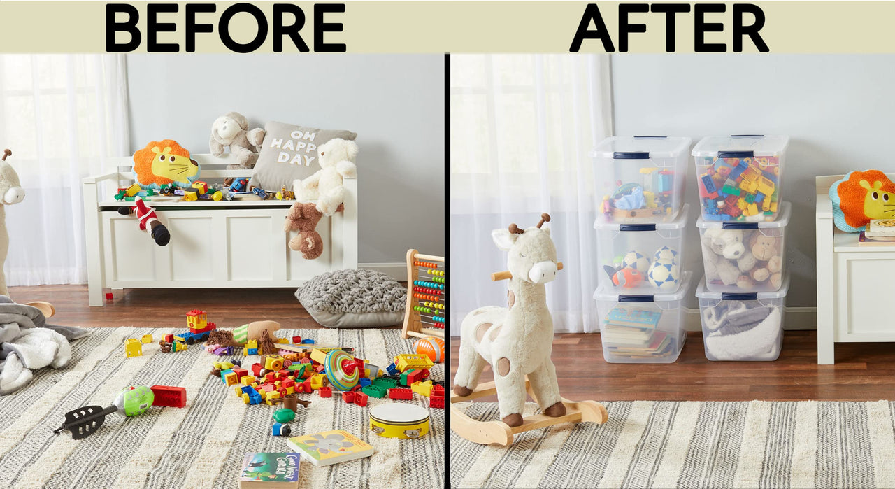 Rubbermaid Cleverstore Under the Bed 70 Qt Wheeled 2-Pack, Clear Storage Bins with Latching Lids, Stackable, BPA-Free, Made in USA Under the Bed - 2 Pack