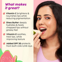 The Plant Fix Plix Guava Glowy Lip Tinted Balm for Smooth, Soft Lips | Shea Butter & Vitamin E for Buttery Soft Lips | For Glossy, Pink Lips | With SPF 30 PA+++ For Sun Protection |10g