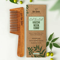 Nat Habit - Kacchi Neem Wooden Comb - Soaked In 17 Herbs Neem & Sesame Oil For Multi-Actions - Deta,Nat Habit Kacchi Neem Wooden Comb - Soaked In 17 Herbs, Neem & Sesame Oil For Multi-Actions - Detan