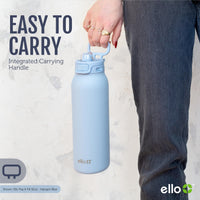 Ello Pop & Fill Stainless Steel Water Bottle with QuickFill Technology | Double Walled Vacuum Insulated Metal | Leak Proof Locking Lid | Sip and Chug | Reusable BPA Free | 22oz, 32oz Pistachio