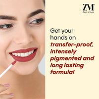 ZM Stay Matte Transfer-proof Lip Color | Matte Texture | Liquid Lipstick | Waterproof and Smudgeproof | Cruelty-free, 6 ML (Red Carpet)
