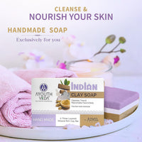 Ayouthveda Delicate Skin Pure Castile Soap (100g), Indian Clay Soap (100g), Charcoal Castile Detox Soap (110g) | Cleans, Tones & Revitalizes Skin | For Complete Skin Nourishment & Protection