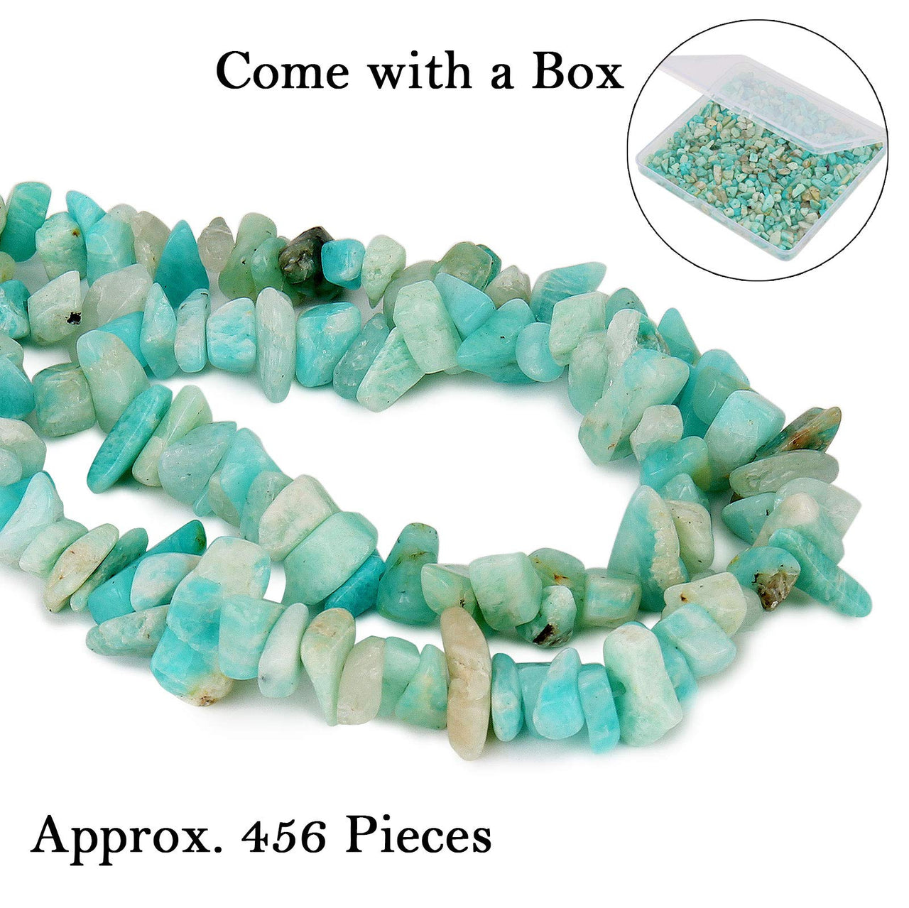 456 PCs Natural Chip Stone Beads, 5-8mm Irregular Multicolor Gemstones Loose Crystal Healing Amazonite Rocks with Hole for Jewelry Making DIY Crafts
