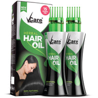 VCare New Improved Herbal Hair Oil with Wonder Cap - 100 ml | 15 Active Herbs Oils for Conditioning, and Hair Fall Control | Ideal For All Types of Hair (Pack of 2)