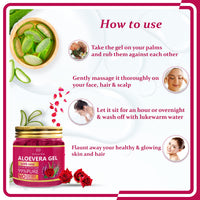 Newish 99% Pure Aloe Vera Gel with Rose for Face & Skin Care - 200 GM