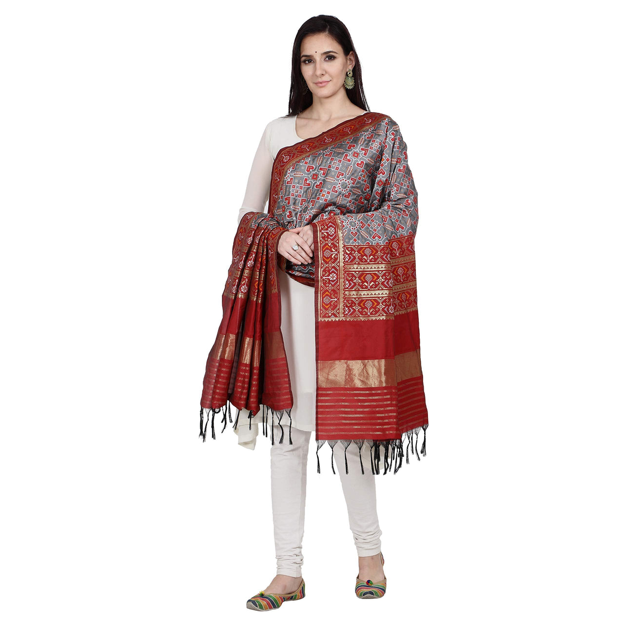 KAPAAHA Women's  Woven Silk Blend Patola Dupatta/Chunni