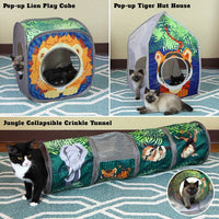Kitty City Pop Open Jungle Combo,Collapsible Cat Cube, Play Kennel, Cat Bed, Tunnel, Cat toys