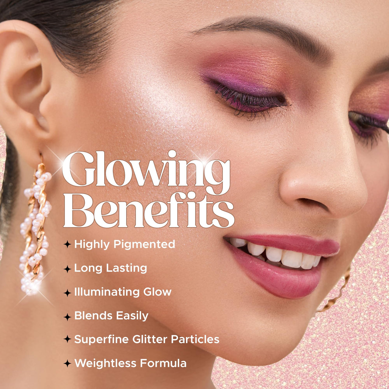Hilary Rhoda Ultra Glow Liquid Highlighter | Illuminating & Glitter Liquid Highlighter | Dewy Finish | Cruelty-Free & Vegan | Luminescent Finish | Weightless -3.8g (Ultra Champagne - Shade 03)