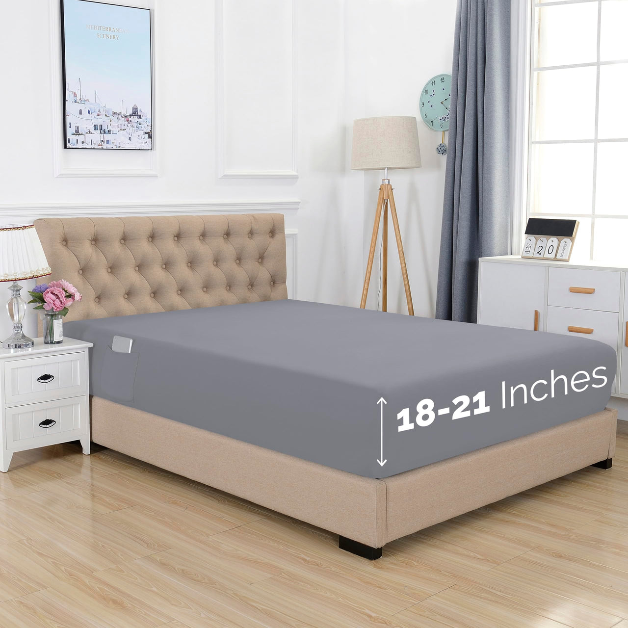 Elegant Comfort 1500 Premium Hotel Quality 18-24 Inches Deep - Extra Deep Pocket Single Fitted Sheet for High Mattress, Luxury and Softest, Smart Pocket - Wrinkle Free, California King, Marine Teal Cal King - EXTRA DEEP Pocket