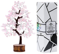 Rose Quartz Crystal Tree of Life - Chakra Tree for Positive Energy, Feng Shui Decor - Handmade Gemstone Tree, Good Luck Money Tree Bonsai, Pink Healing Crystals - Meditation Stones, Spiritual Gift Rose Quartz (Silver Wire)