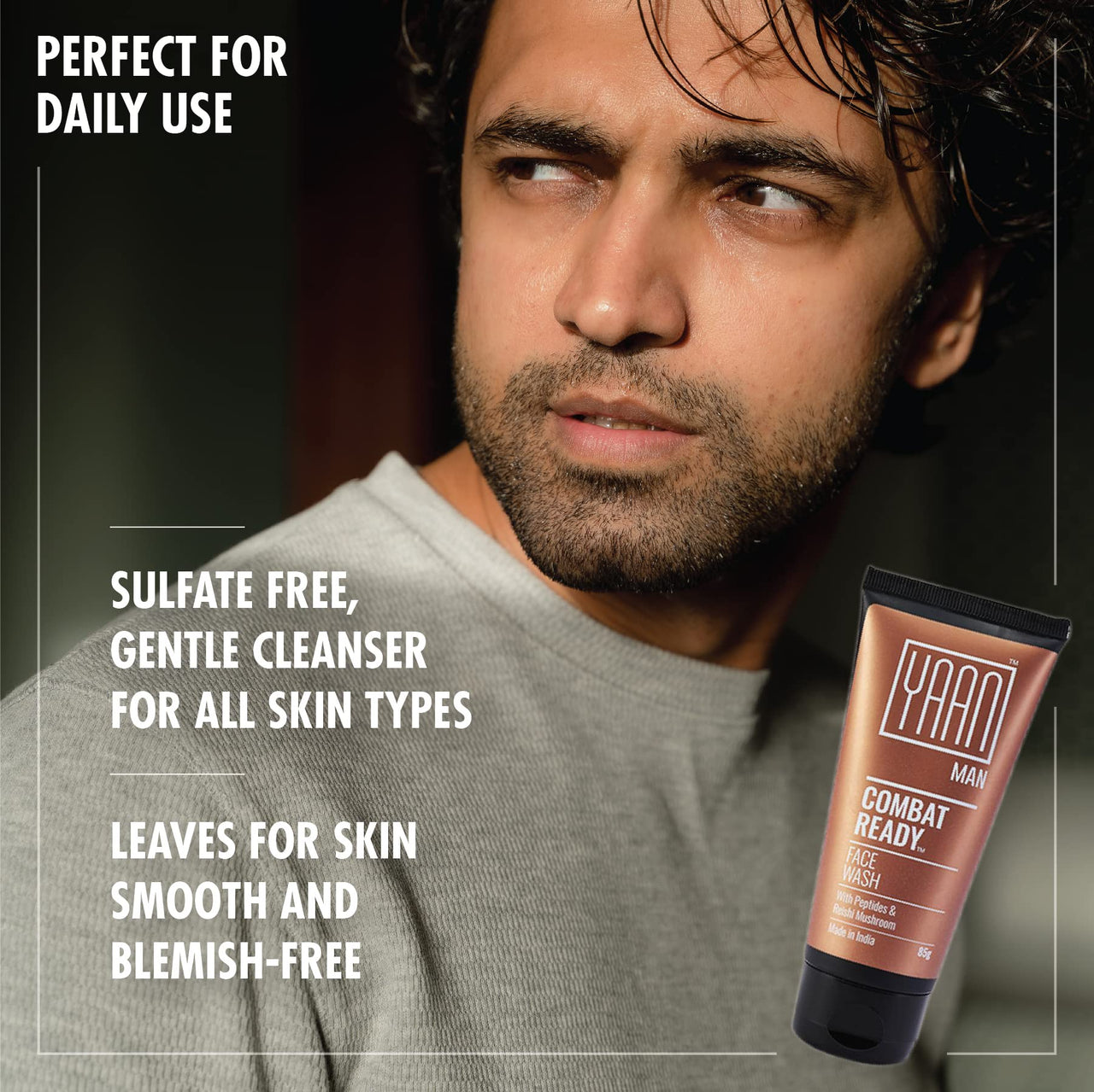 Yaan Man Face Wash, 85 g | Hydrating, Sulfate-Free, Gentle Cleanser for Men | For all skin types | Non-drying | Daily Use
