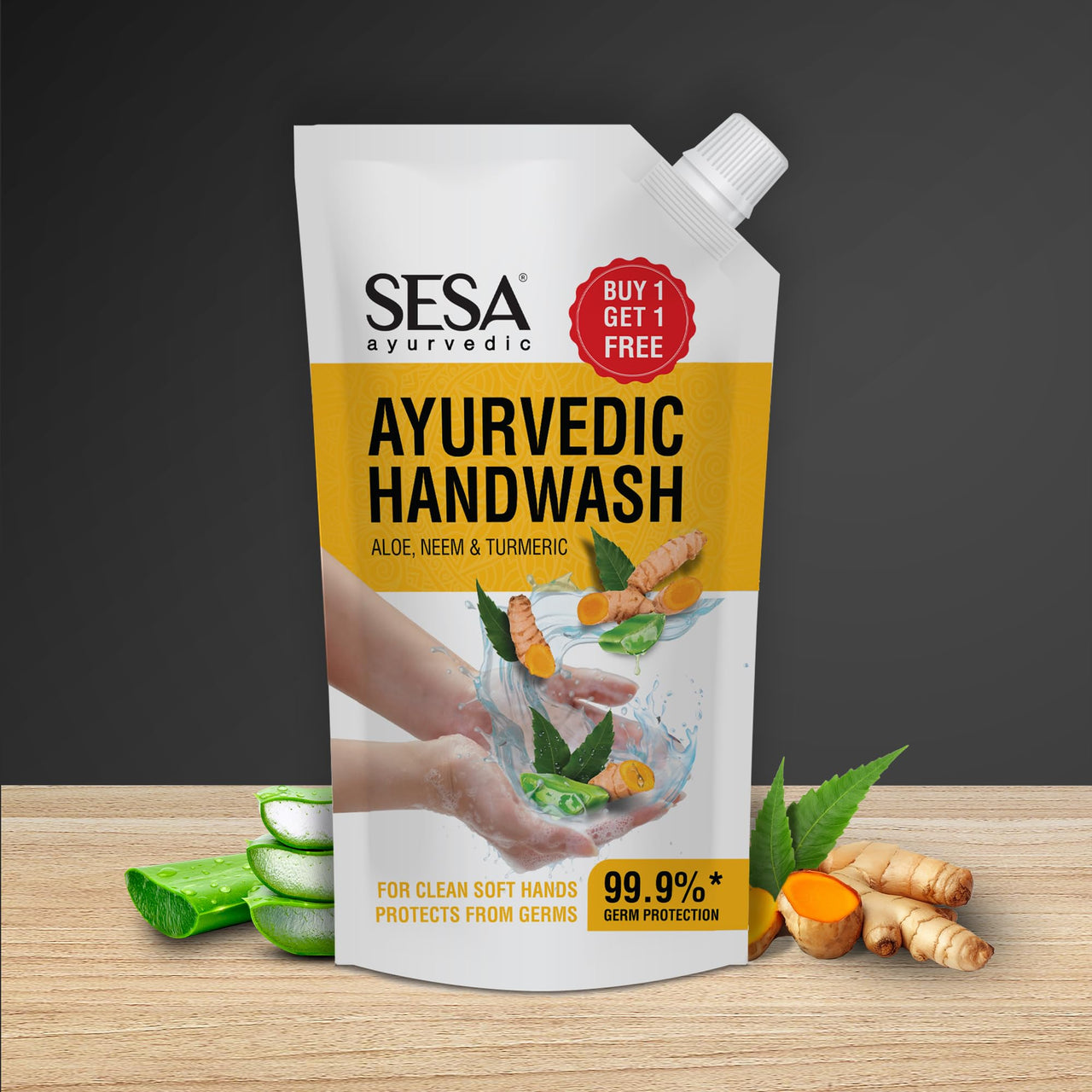 Sesa Ayurvedic Nature Fresh Hand Wash with Turmeric, Neem & Aloe Vera Handwash,1400ml