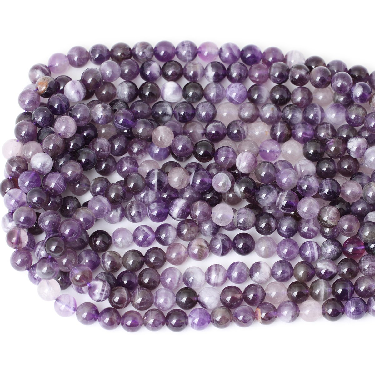 CHEAVIAN 45PCS 8mm Natural Dog Teeth Amethyst Gemstone Round Loose Beads Crystal Energy Stone Healing Power for Jewelry Making 1 Strand 15"