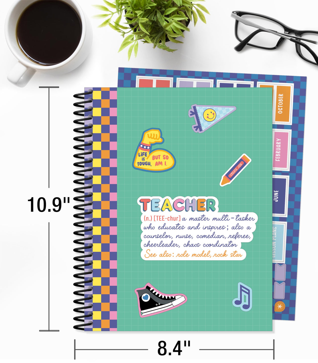 Carson Dellosa We Stick Together 8" x 11" Undated Daily Teacher Planner, Weekly Planner, Monthly Planner With Planner Stickers, Classroom Organization & Classroom Management Grade Book and Planner