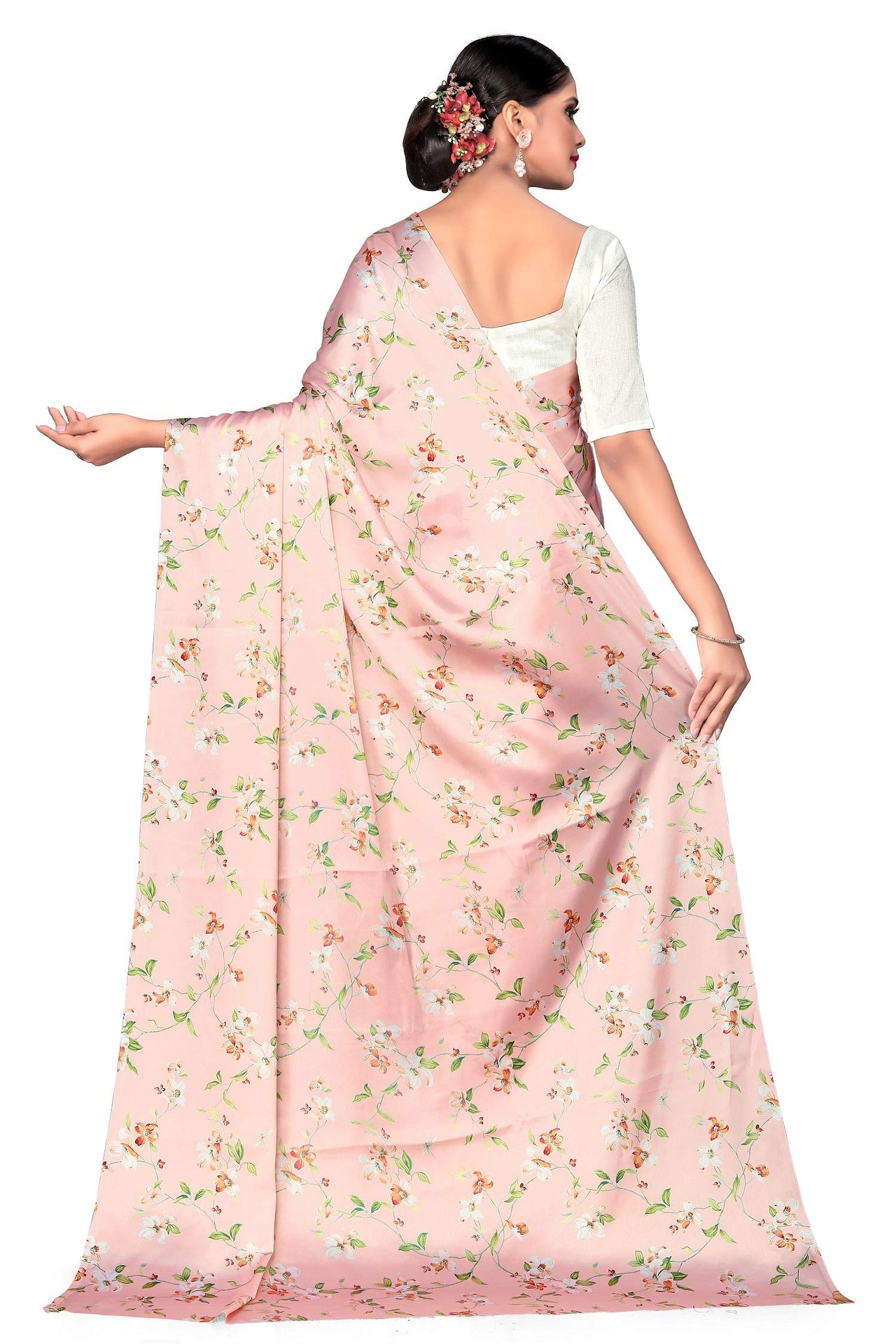 FABIAN FASHION Women's  Japan Satin Saree With Blouse Piece