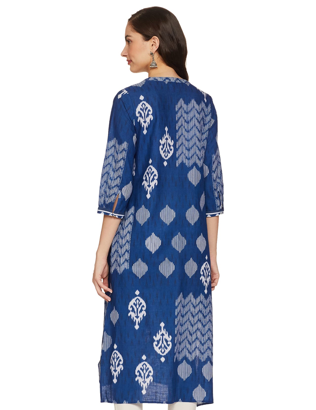 BIBA Printed Band Collar Straight Fit Womens Kurta