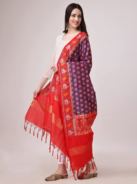KAPAAHA Women's  Woven Silk Blend Patola Fulwadi Dupatta, Width 45 inch, Length 2.5 meter