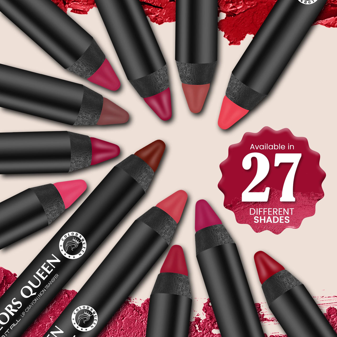 Colors Queen Color It All Lip Crayon Lipstick with Sharpener | Creamy Matte Finish | Smudge Proof & Waterproof | Long Lasting Crayon Lipstick for Women Last Upto 18 Hours (Murphy Wine,3.5g)