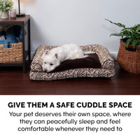 Furhaven Pillow Dog Bed for Small Dogs w/ Removable Bolsters & Washable Cover - Plush & Southwest Kilim Woven Decor Sofa - Desert Brown, Small