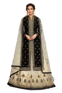 TRENDMALLS Women's  Georgette Embroidery Kurta Lehenga Suit Set Stitched