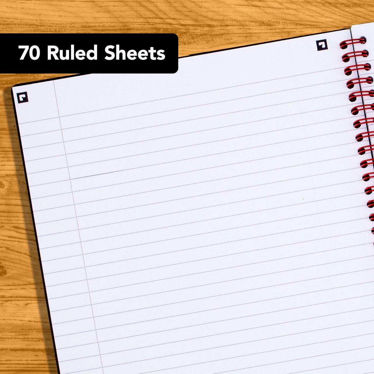 Black n' Red Notebook, Business Journal, 11" x 8", 70 Sheets, Ruled, Optik Paper, Scribzee App, Flexible Poly Cover, Wirebound, Black (K67030) 1 Count 11" x 8"