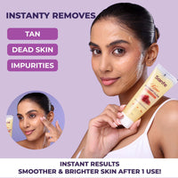 Sanfe Kesar Instant Glow Exfoliating Gel | Visibly removes tan & brighten skin | AHA Exfoliation in Minutes | Smooth & Bright Skin | 100g