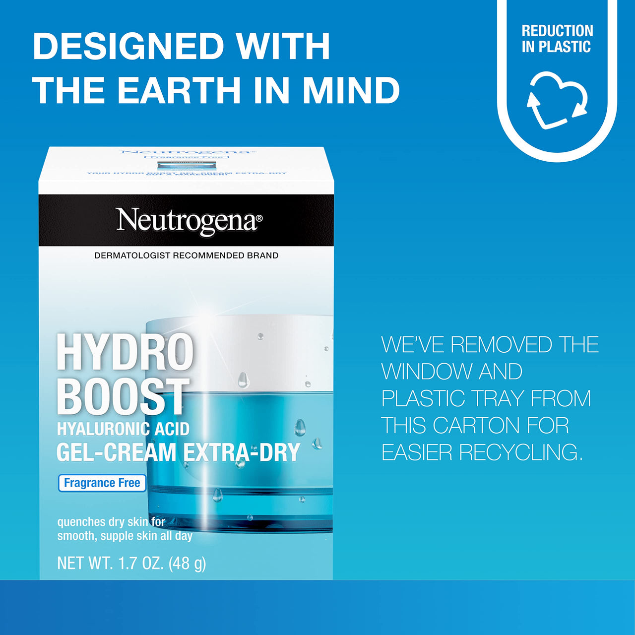 Neutrogena Hydro Boost Hyaluronic Acid Hydrating Gel-Cream Face Moisturizer to Hydrate & Smooth Extra-Dry Skin, Oil-Free, Fragrance-Free, Non-Comedogenic & Dye-Free Face Lotion, 1.7 oz
