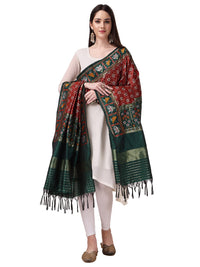KAPAAHA Women's  Woven Silk Blend Patola Fulwadi Dupatta, Width 45 inch, Length 2.5 meter